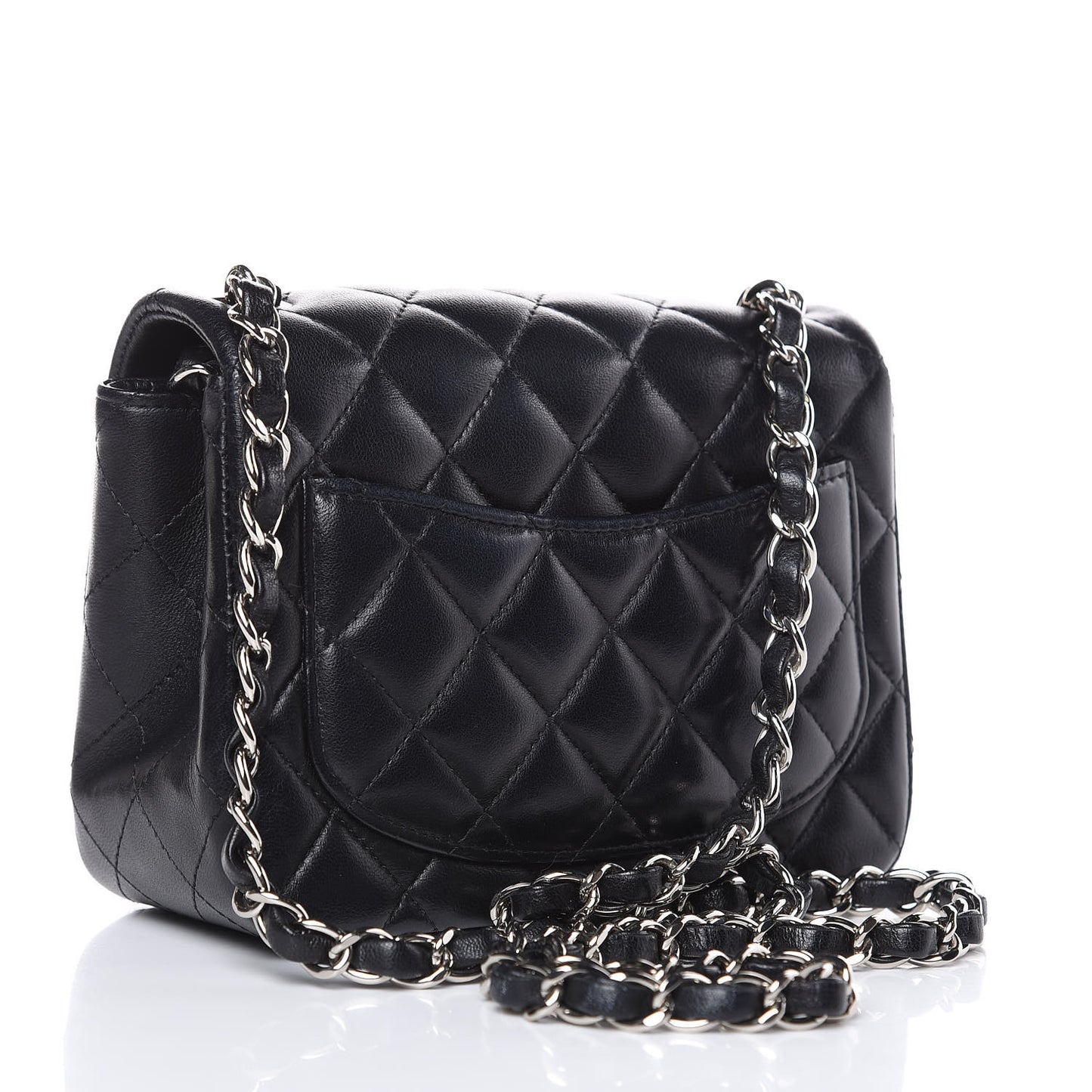 Lambskin Quilted Mini Square Flap Black