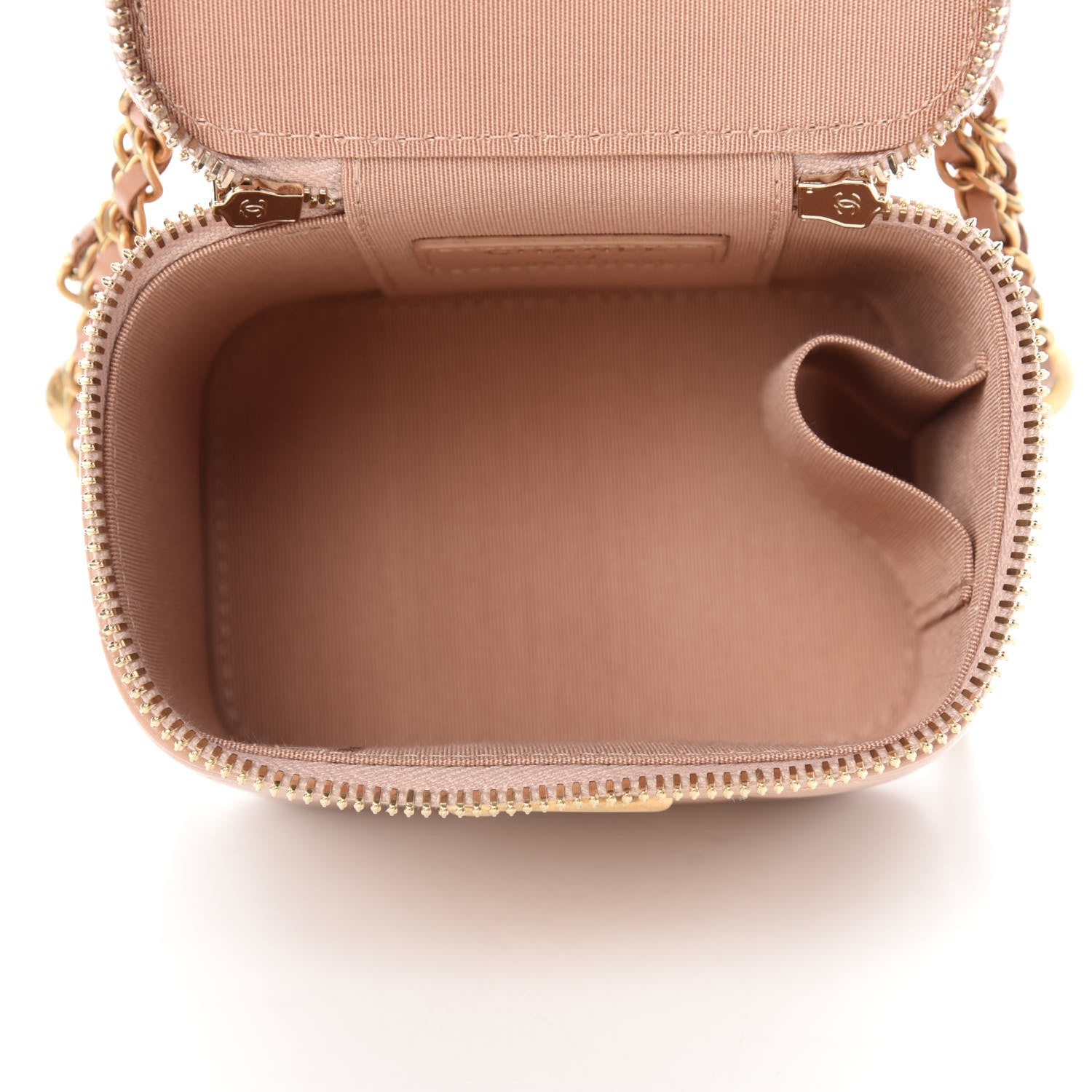 Chanel Calfskin Quilted Mini Perfect Fit Vanity Case With Chain Beige 5 of 11