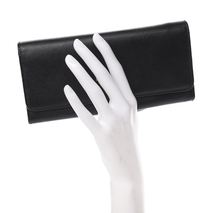 Prada Saffiano Multicolor Continental Flap Wallet Black Geranio 2 of 10