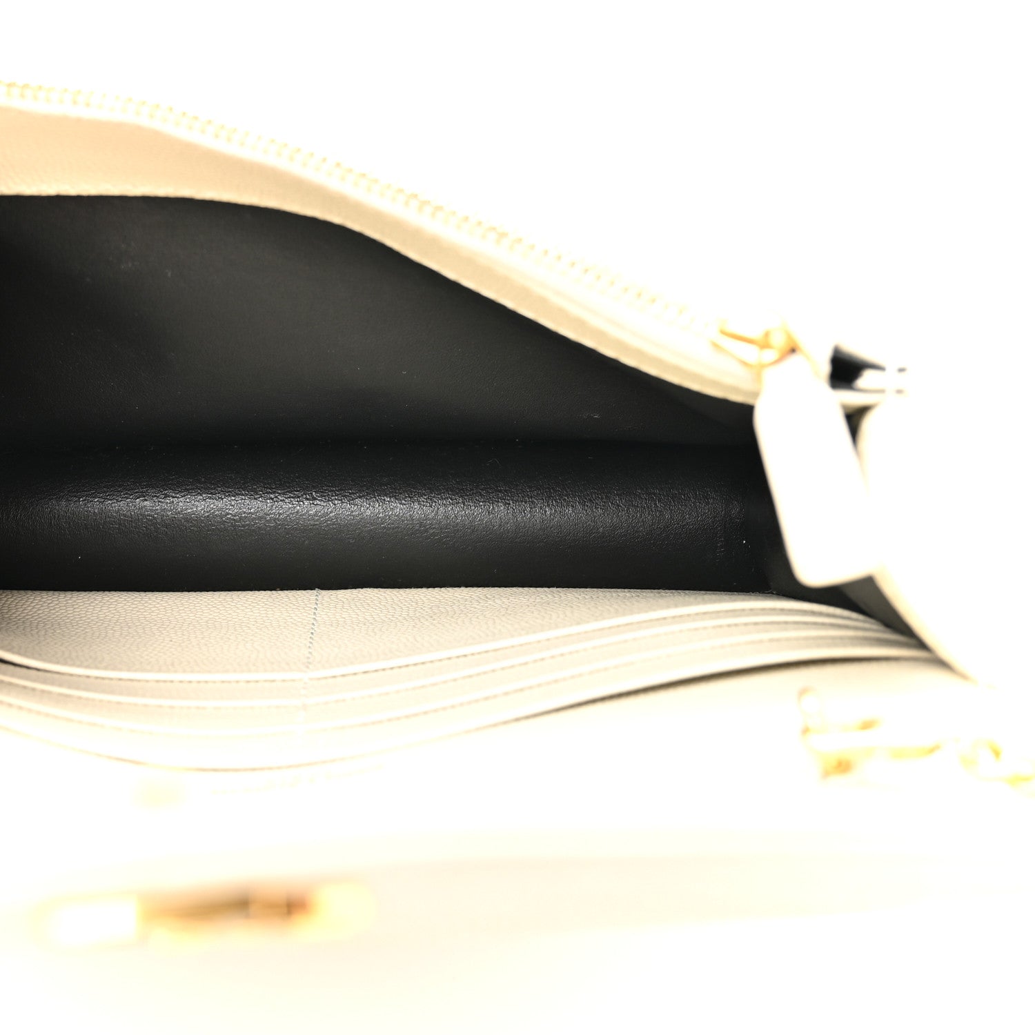 Saint Laurent Grain De Poudre Matelasse Chevron Monogram Envelope Chain Wallet Crema Soft 5 of 9