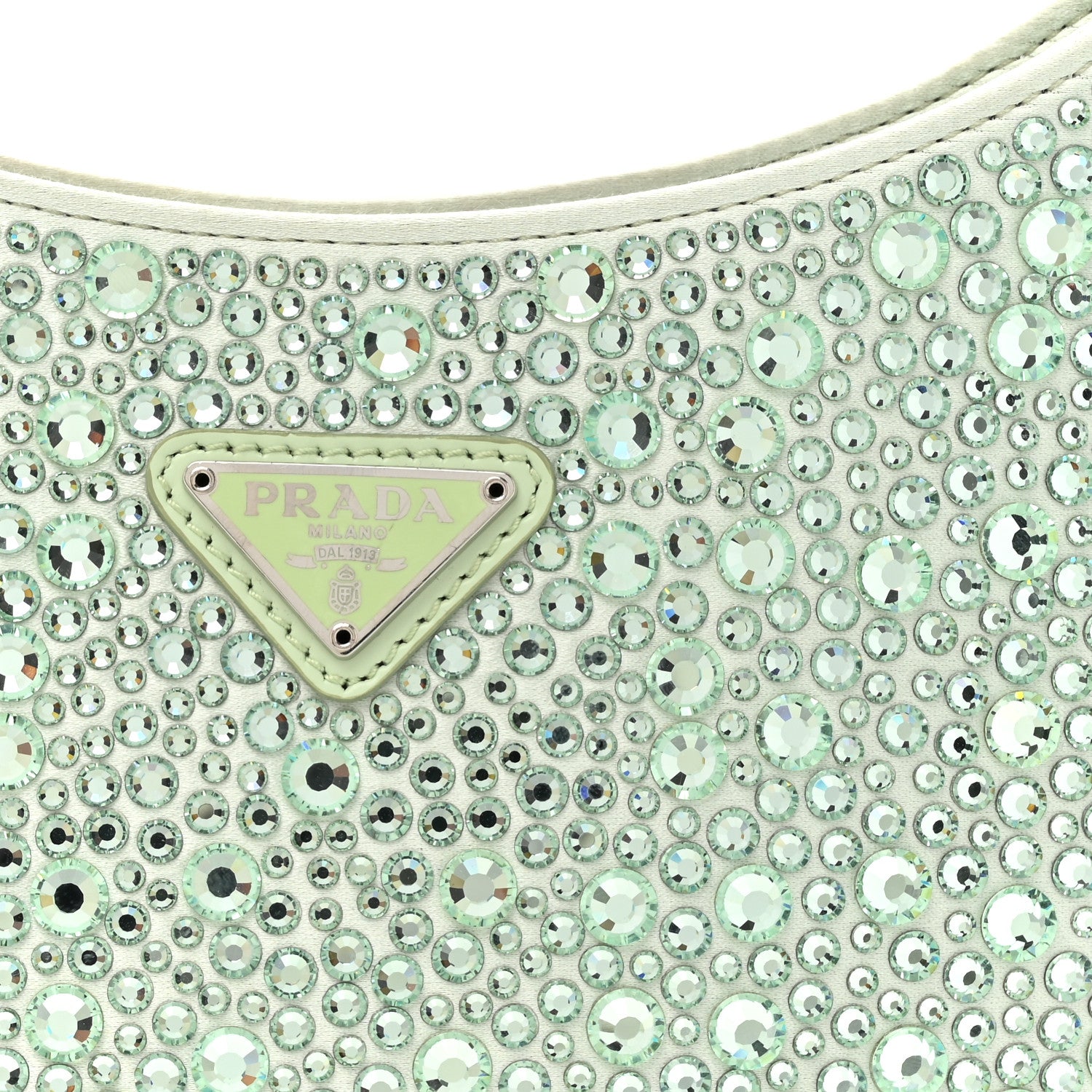 Prada Satin Crystal Cleo Adjustable Strap Shoulder Bag Acqua 7 of 9