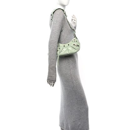 Balenciaga Extra Supple Calfskin Crocodile Embossed Le Cagole Shoulder Bag XS Light Green 2 of 12