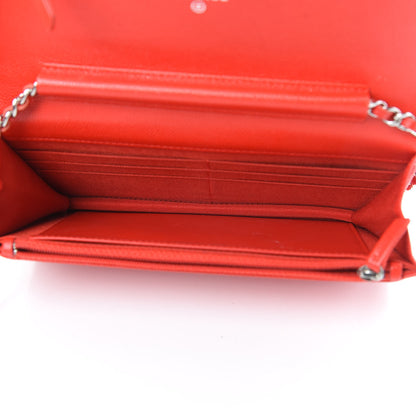 Chanel Caviar Chevron Quilted Wallet On Chain WOC Red 5 of 14
