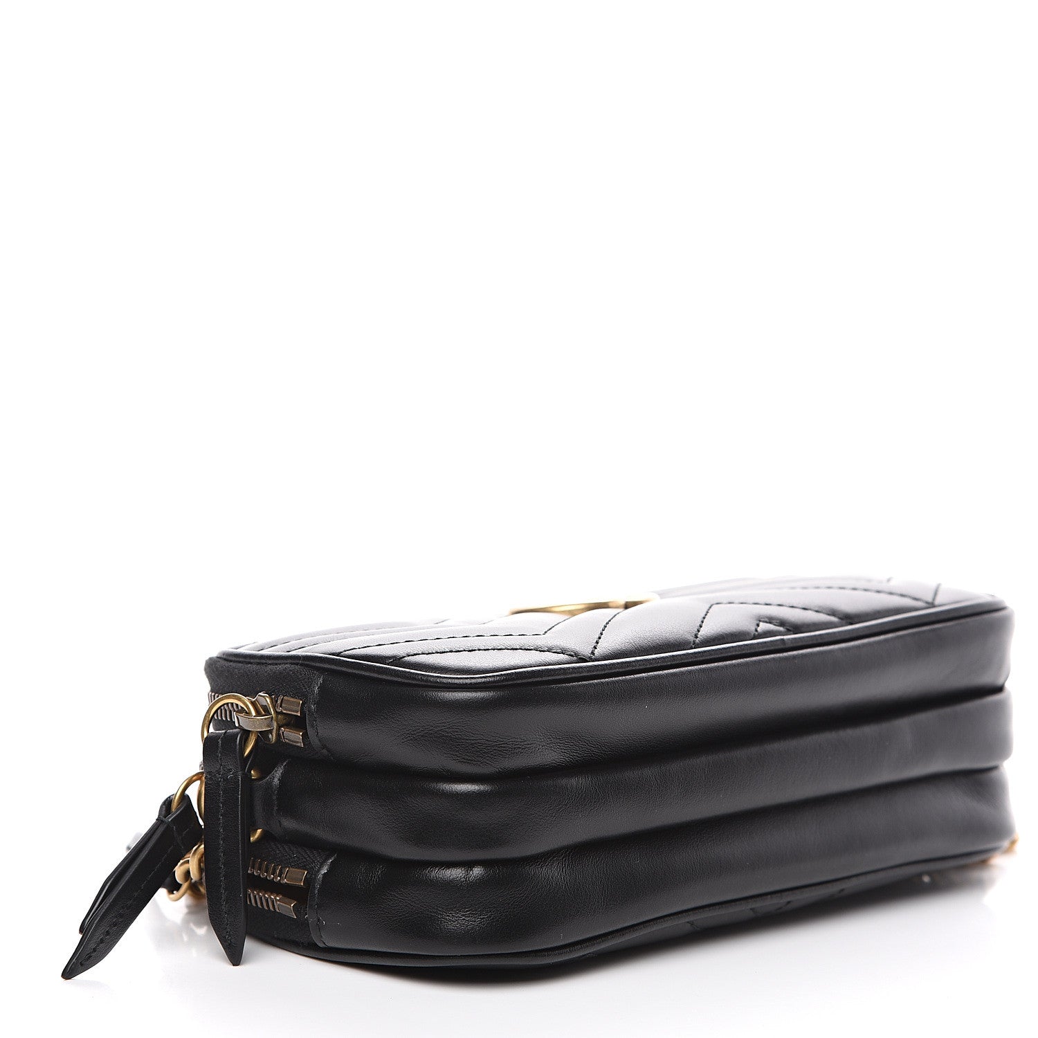 Gucci Calfskin Matelasse Mini GG Marmont Chain Crossbody Bag Black 3 of 10