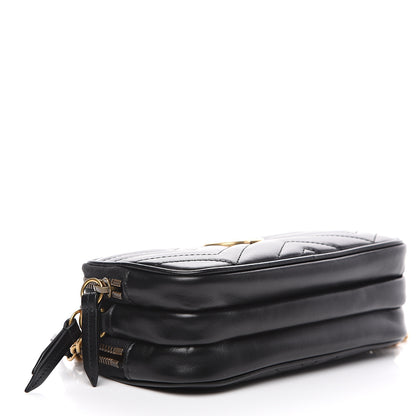 Gucci Calfskin Matelasse Mini GG Marmont Chain Crossbody Bag Black 3 of 10