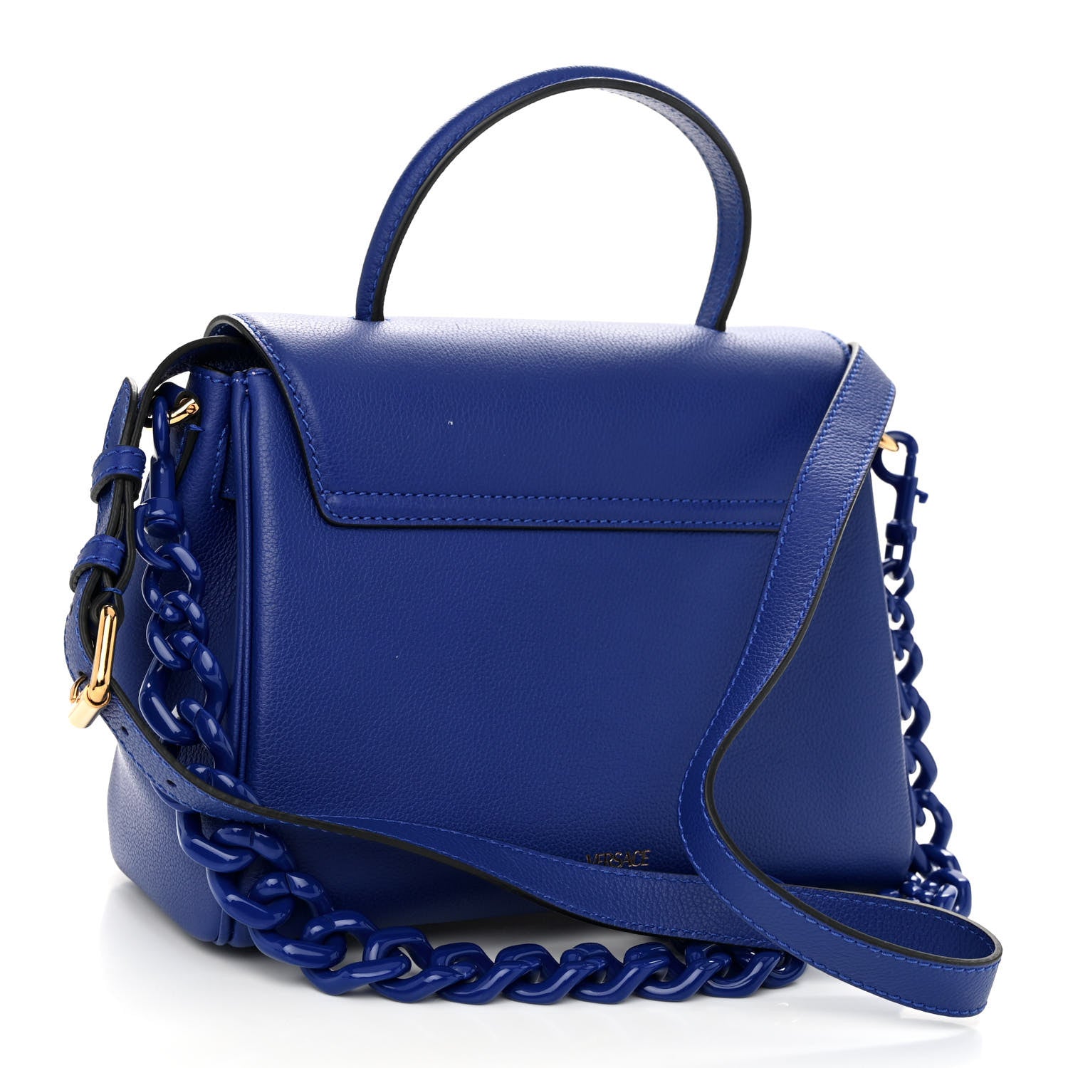 Versace Calfskin Medium La Medusa Top Handle Handbag Lapis 3 of 11