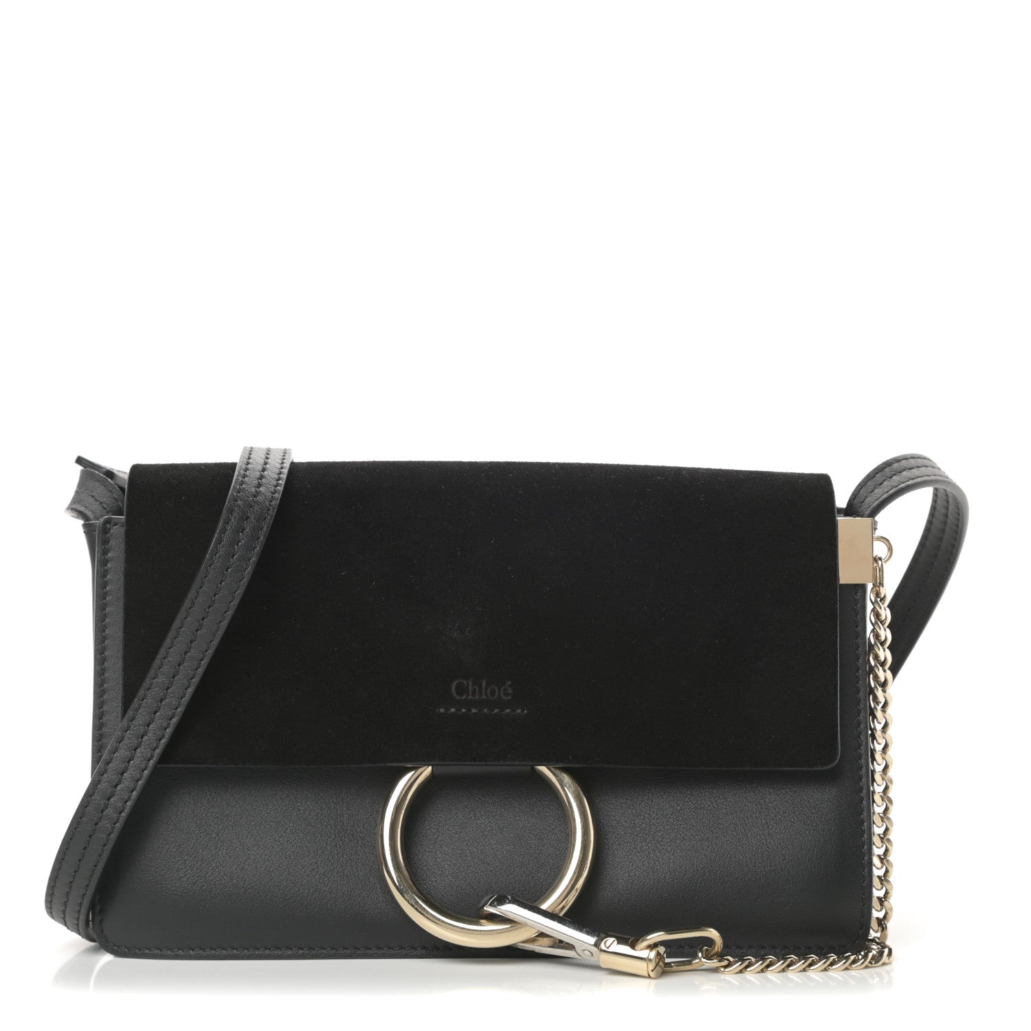 Chloe Suede Calfskin Small Faye Shoulder Bag Black 1 of 14