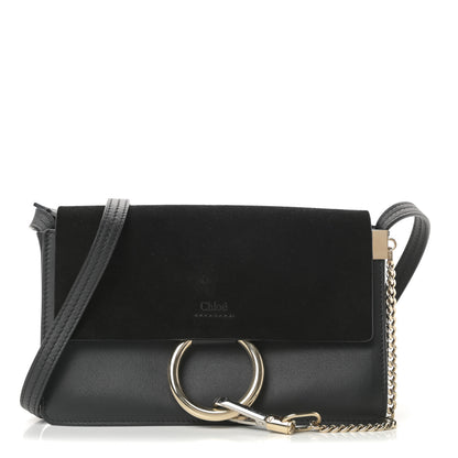 Chloe Suede Calfskin Small Faye Shoulder Bag Black 1 of 14