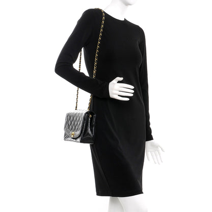 Chanel Patent Quilted Medium Single Flap Bag Black 2 of 13