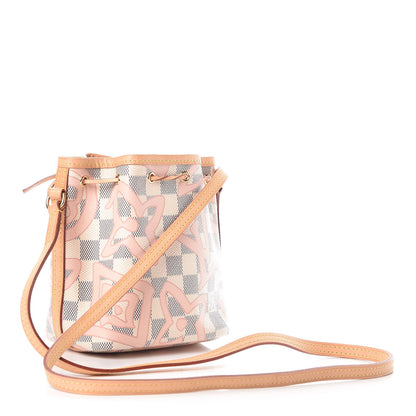 Louis Vuitton Damier Azur Tahitienne Nano Noe Rose Ballerine 3 of 10