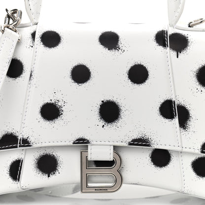 Balenciaga Smooth Calfskin Spray Polka Dot Small Hourglass Top Handle Bag White Black 8 of 10