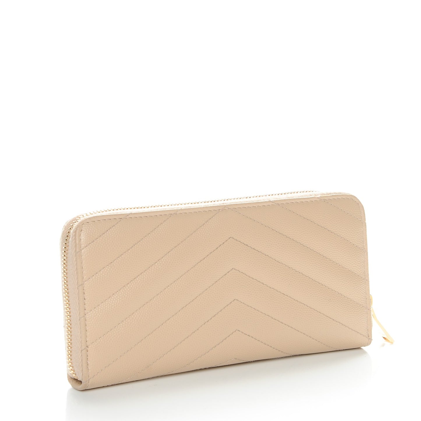 Grain De Poudre Matelasse Chevron Monogram Zip Around Wallet Nude Powder