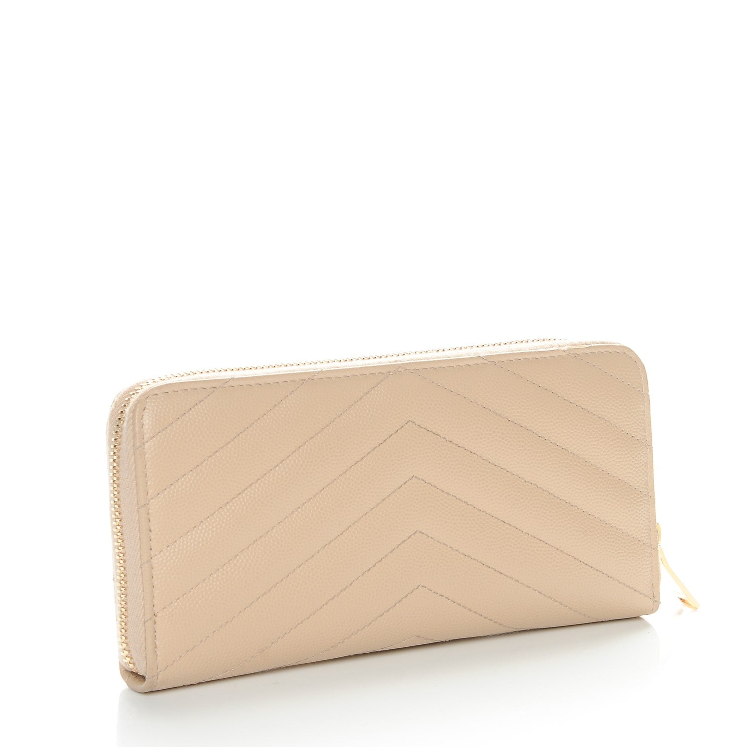 Saint Laurent Grain De Poudre Matelasse Chevron Monogram Zip Around Wallet Nude Powder 3 of 8