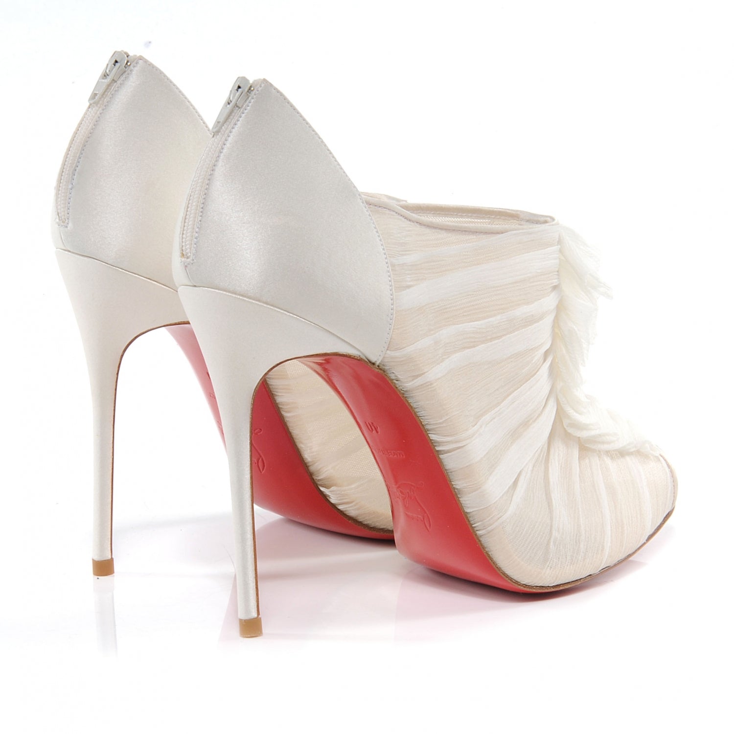 Christian Louboutin Silk Canonita 100 MM Booties 40 White 3 of 5