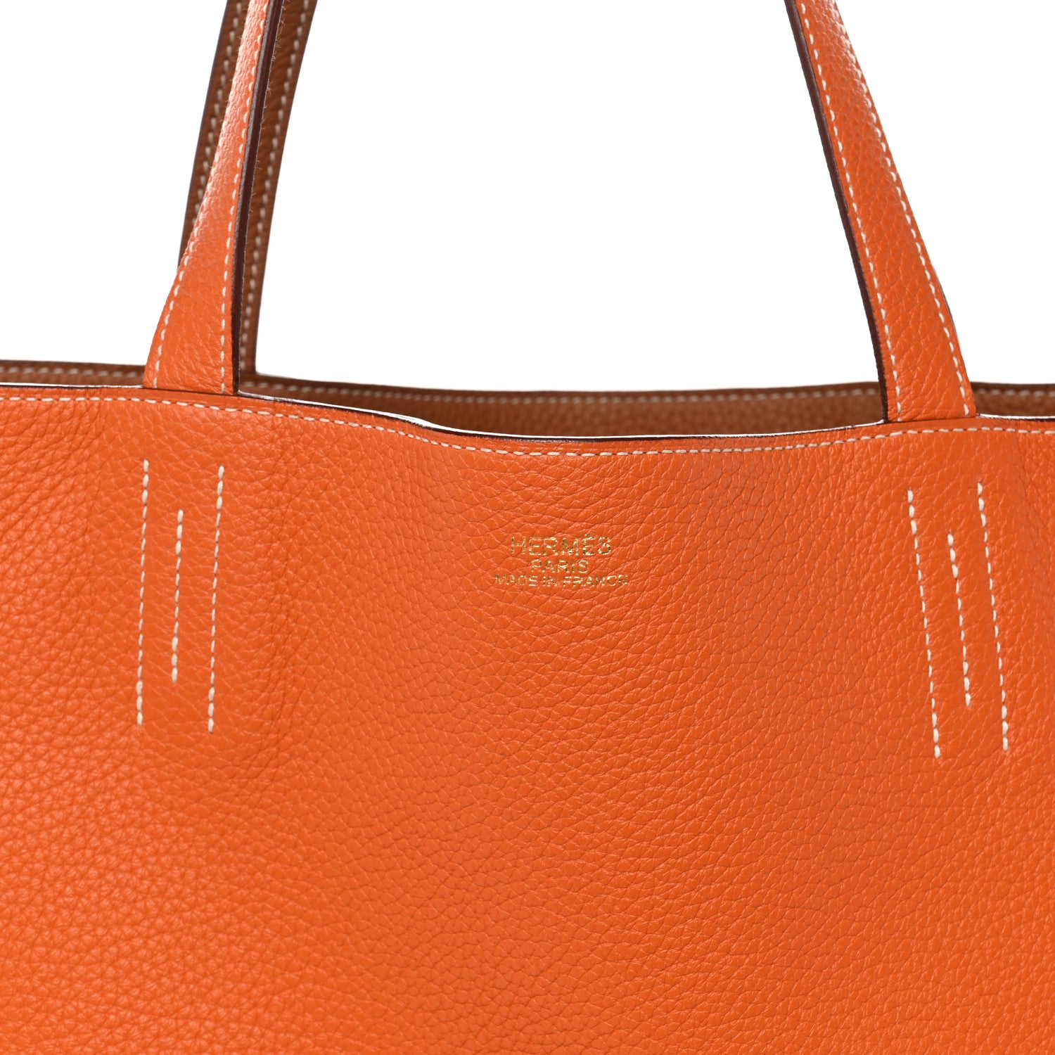 Hermes Taurillon Clemence Double Sens 45 Reversible Tote Orange Gold 13 of 17
