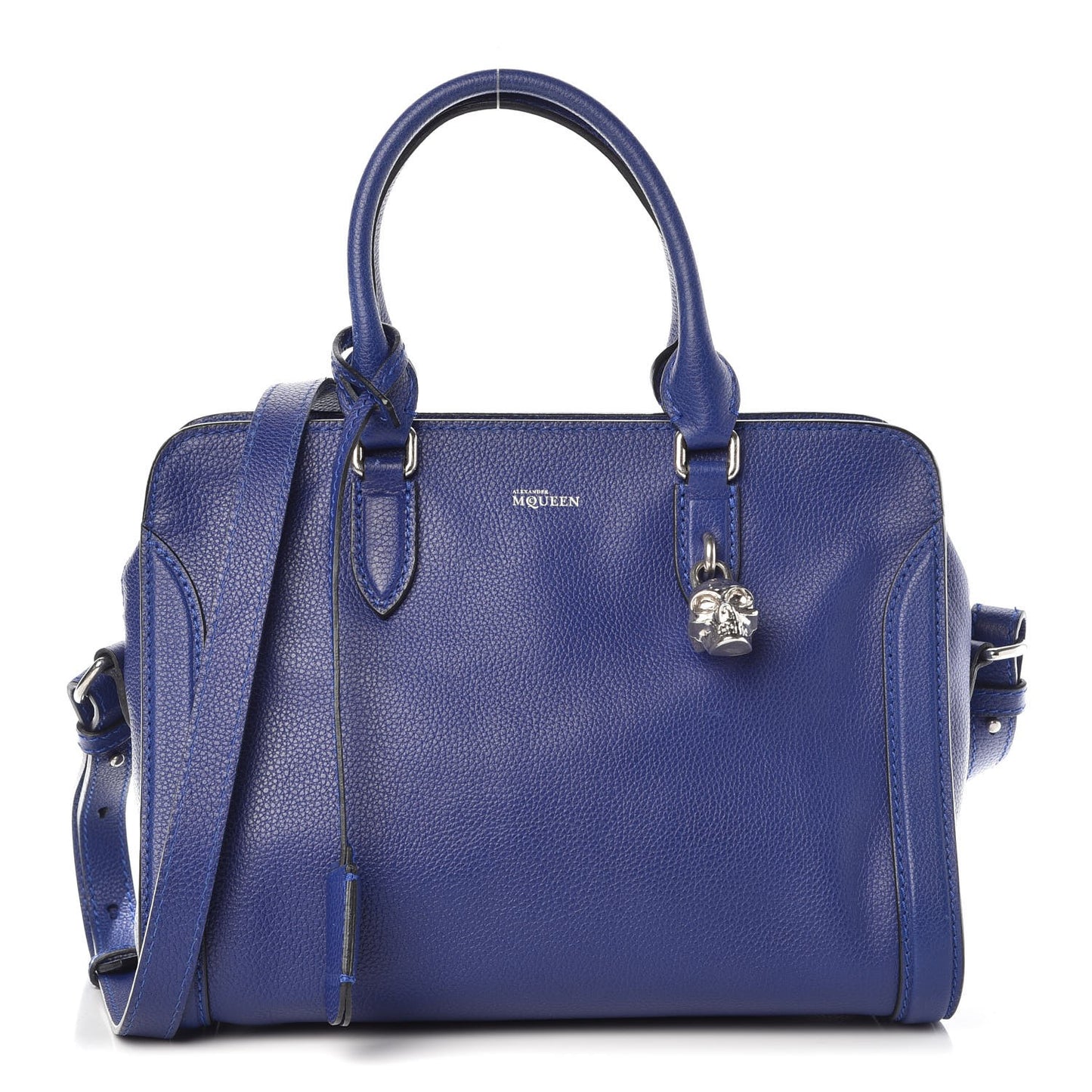 Pebbled Calfskin Small Skull Padlock Zip Around Tote Ultramarine