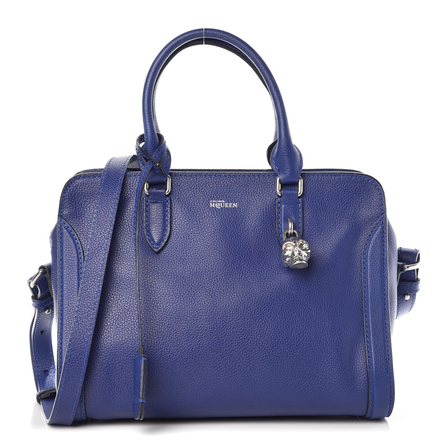 Alexander McQueen Pebbled Calfskin Small Skull Padlock Zip Around Tote Ultramarine 1 of 18