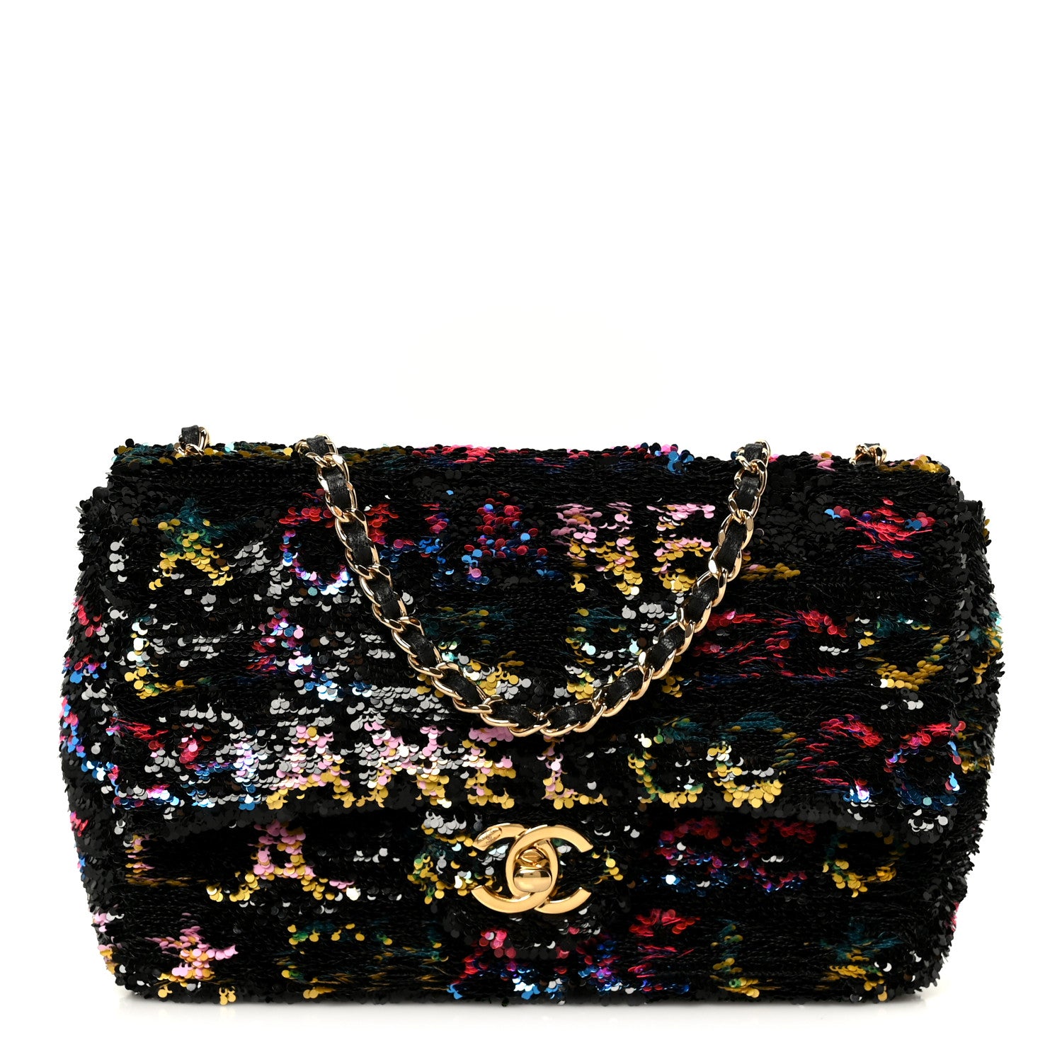 Chanel Sequin Logo CC Small Single Flap Black Multicolor 1 of 11