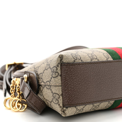 Gucci GG Supreme Monogram Textured Dollar Calfskin Web Small Ophidia Dome Shoulder Bag Beige Ebony New Acero 9 of 11