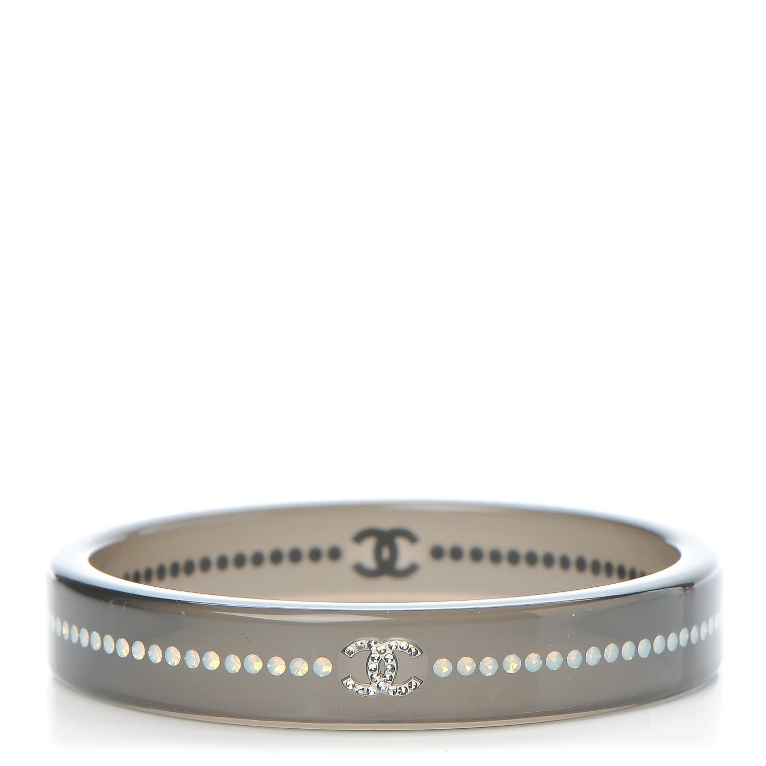 Chanel Resin Crystal CC Bangle Black 1 of 5