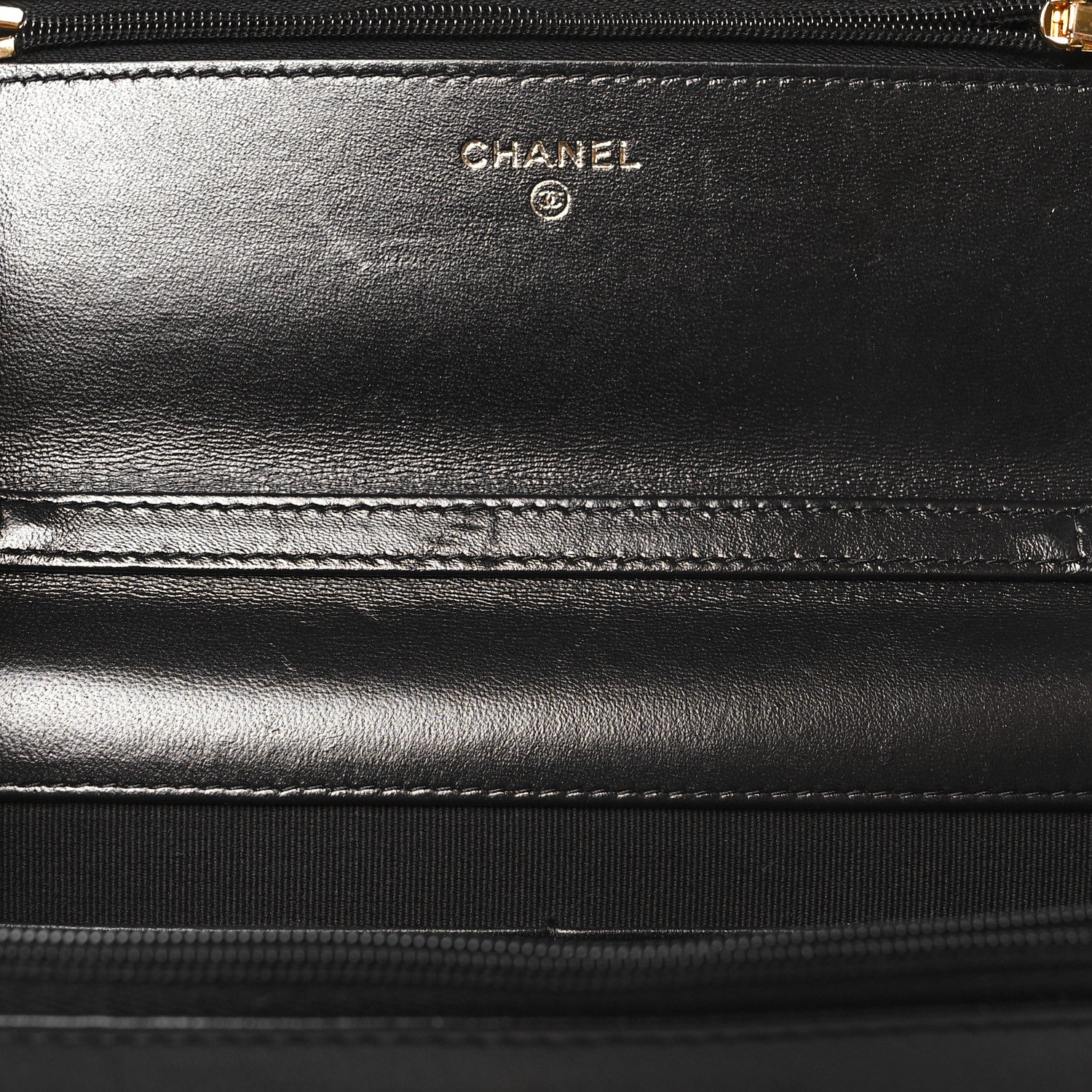 Chanel Shiny Lambskin Quilted Golden Links Wallet On Chain WOC Black 12 of 13