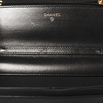 Chanel Shiny Lambskin Quilted Golden Links Wallet On Chain WOC Black 12 of 13