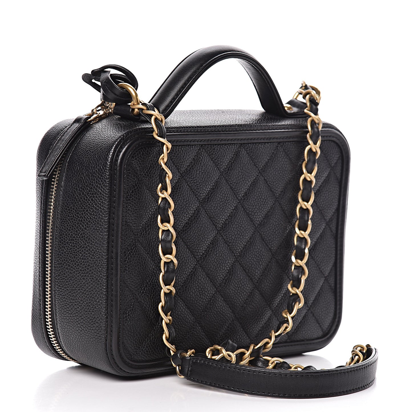 Caviar Quilted Medium CC Filigree Vanity Case Black