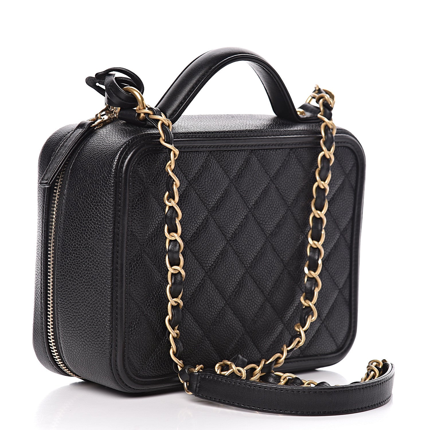 Chanel Caviar Quilted Medium CC Filigree Vanity Case Black 3 of 12