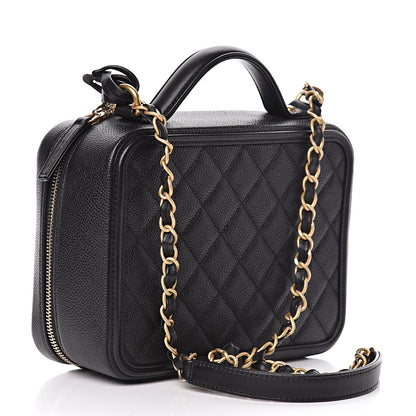 Chanel Caviar Quilted Medium CC Filigree Vanity Case Black 3 of 12