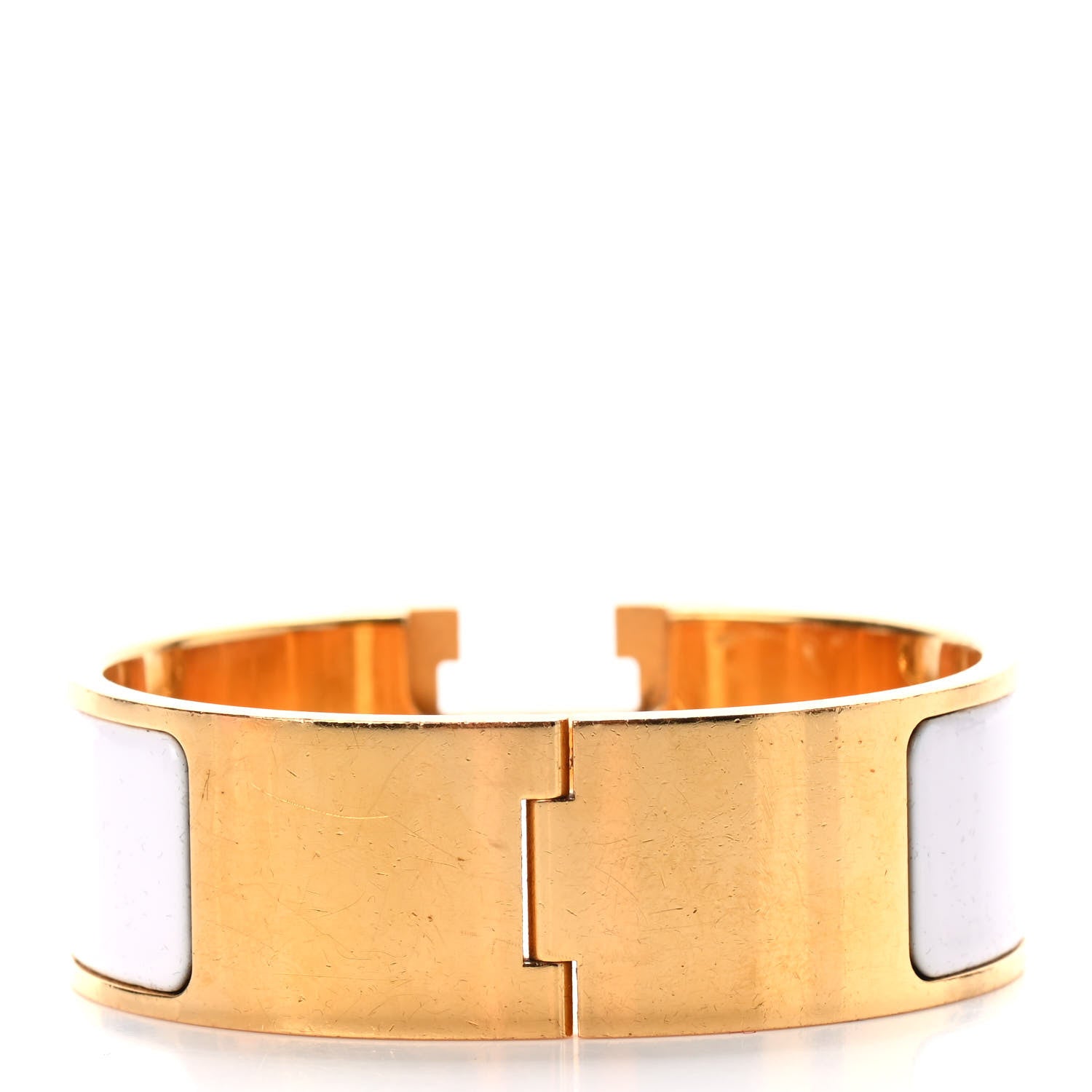 Hermes Enamel Wide Clic Clac H Bracelet PM White 2 of 3