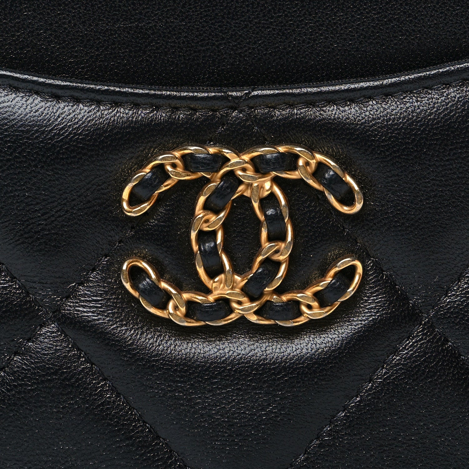 Chanel Lambskin Quilted Chanel 19 Zip Card Holder Wallet Black 8 of 8