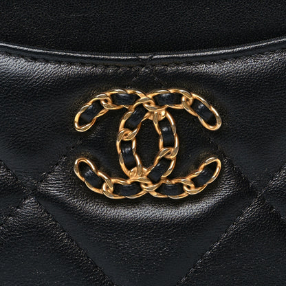 Chanel Lambskin Quilted Chanel 19 Zip Card Holder Wallet Black 8 of 8