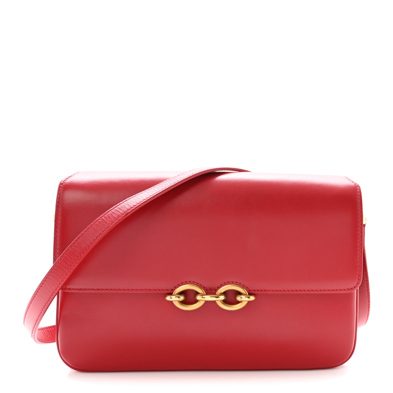 Saint Laurent Smooth Calfskin Le Maillon Satchel Rouge Eros 1 of 9