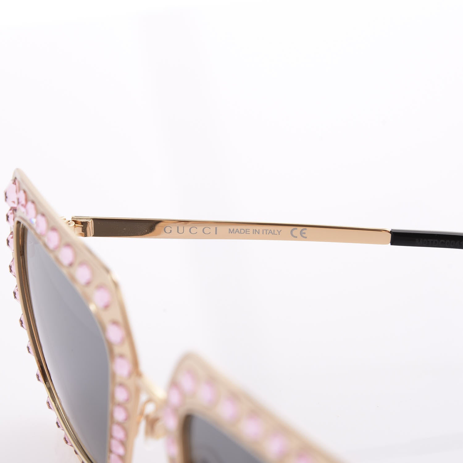 Gucci Metal Acetate Crystal Oversize GG0115S Sunglasses Gold 6 of 9