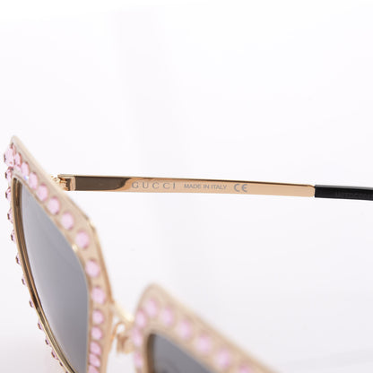 Gucci Metal Acetate Crystal Oversize GG0115S Sunglasses Gold 6 of 9
