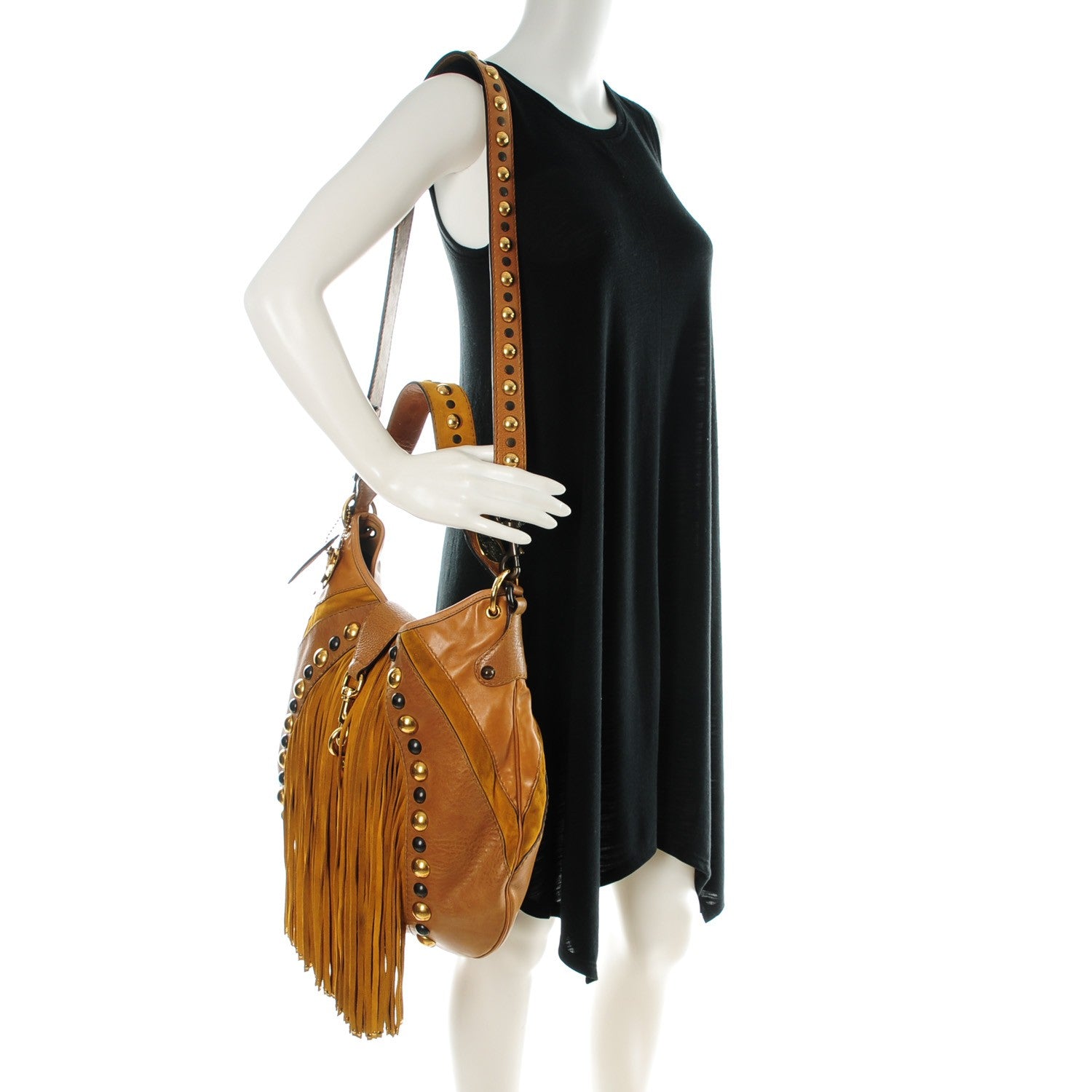 Gucci Calfskin Suede Fringe Babouska Hobo 2 of 7