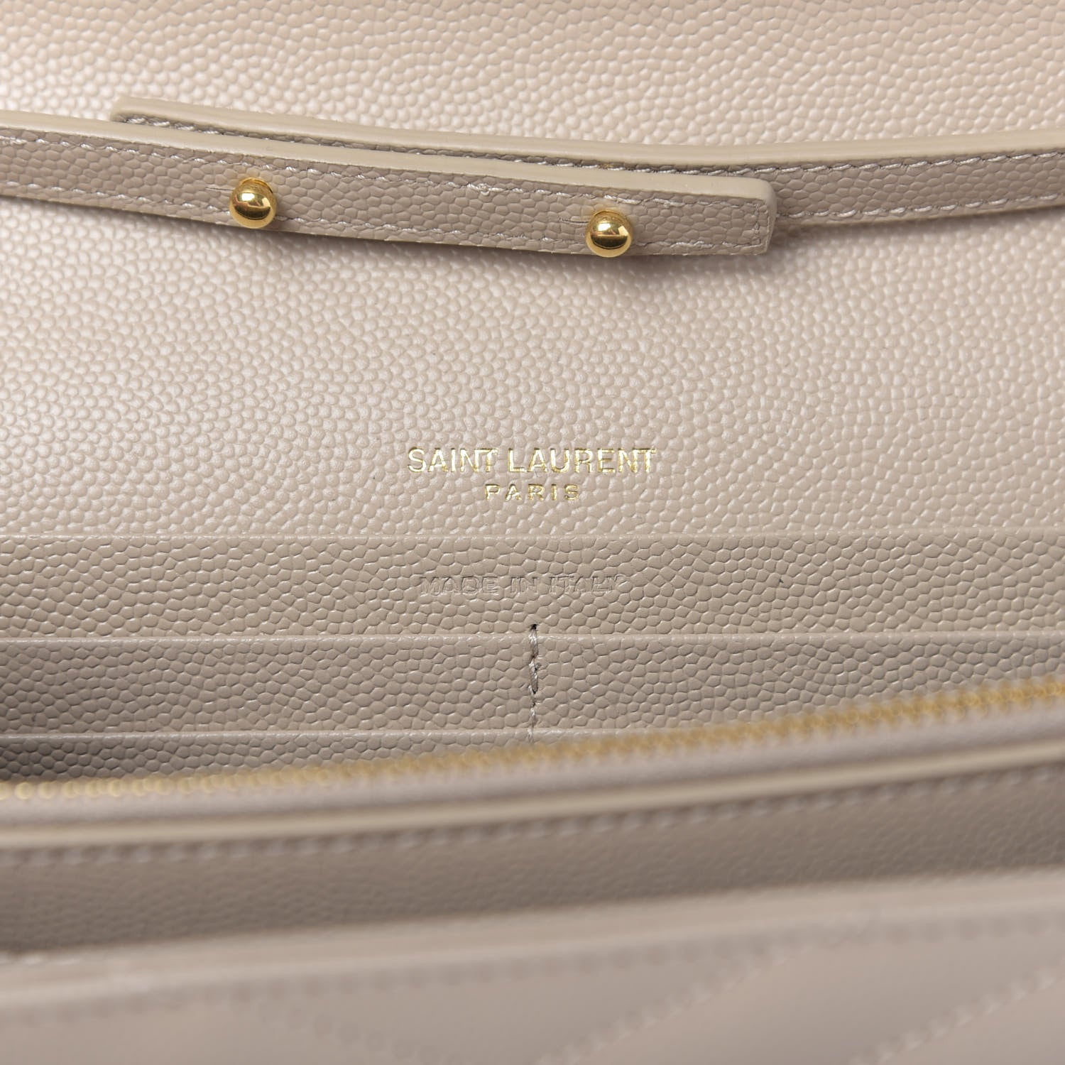 Saint Laurent Grain De Poudre Matelasse Chevron Monogram Chain Wallet Nude Powder 8 of 9