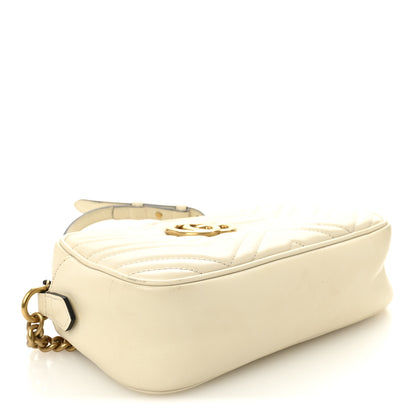 Gucci Calfskin Matelasse Small GG Marmont Chain Shoulder Bag White 4 of 11