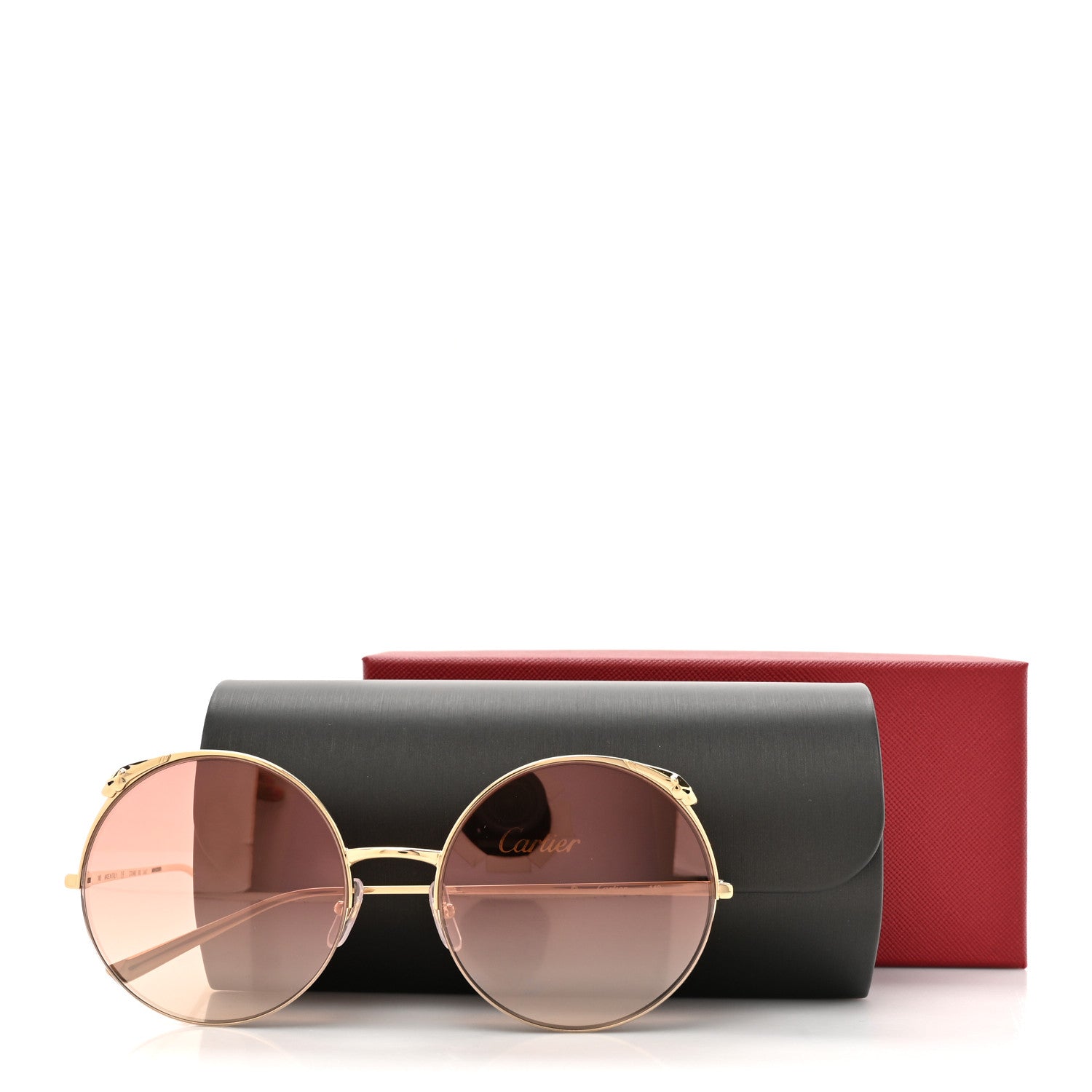 Cartier Panthere De Cartier Round Sunglasses CT0149S Gold Pink 9 of 9