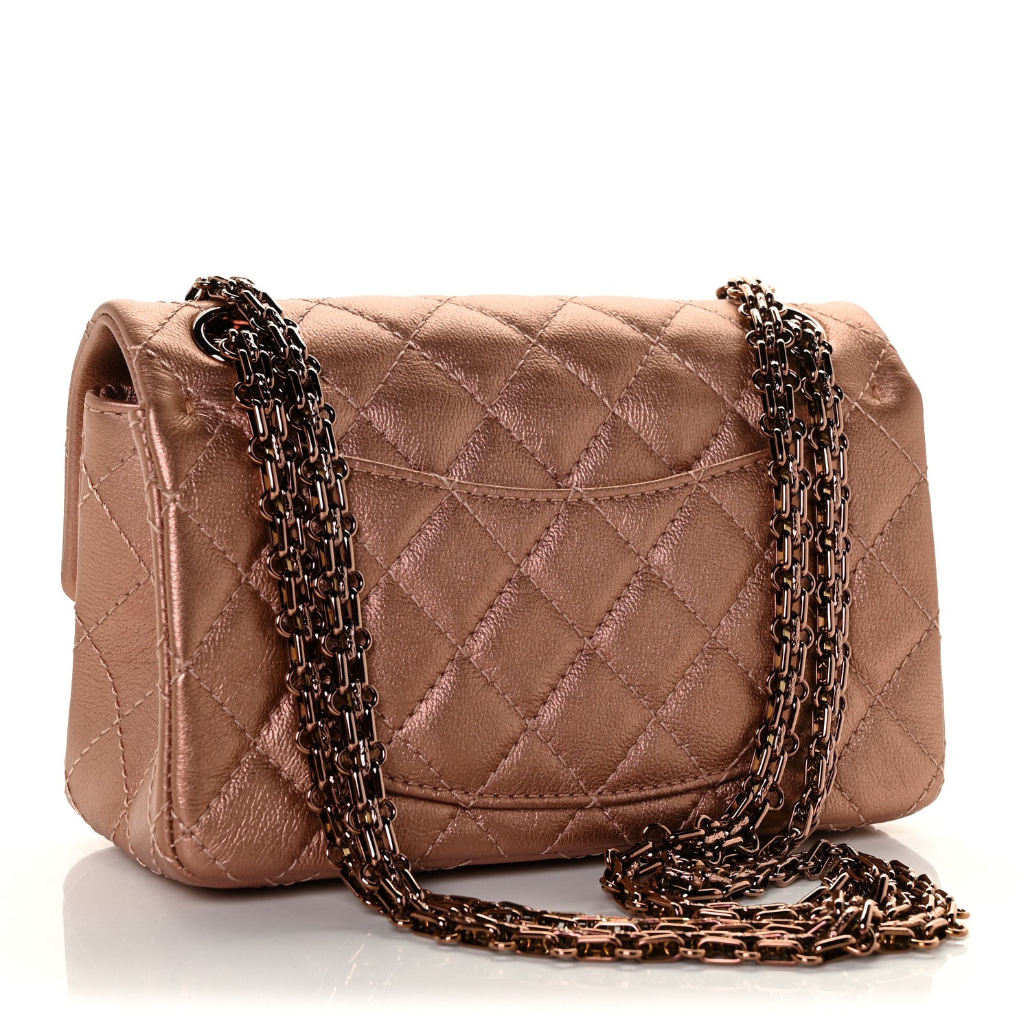 Chanel Metallic Grained Calfskin Quilted 2.55 Reissue Mini Flap Copper Pink 3 of 11