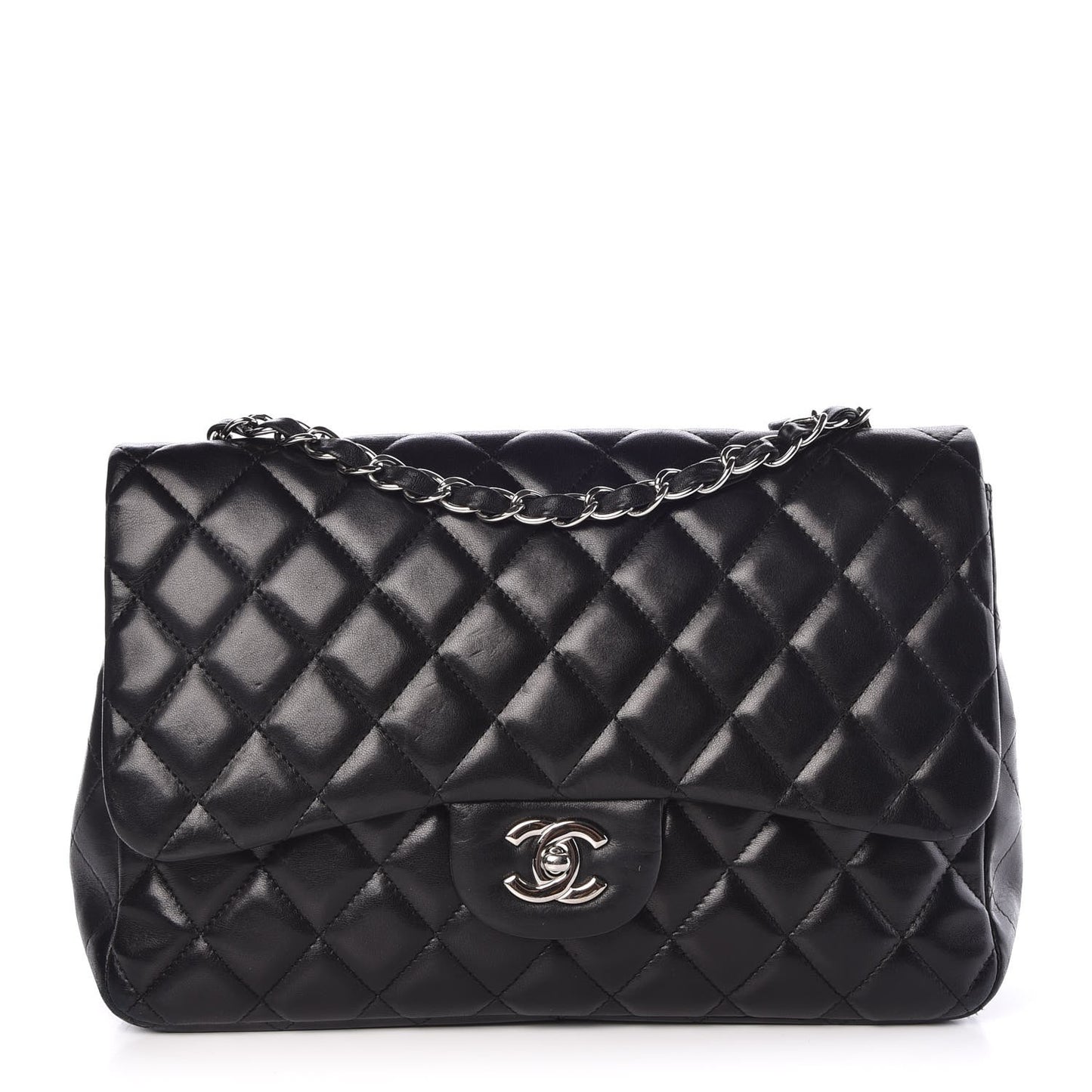 Lambskin Quilted Jumbo Single Flap Black