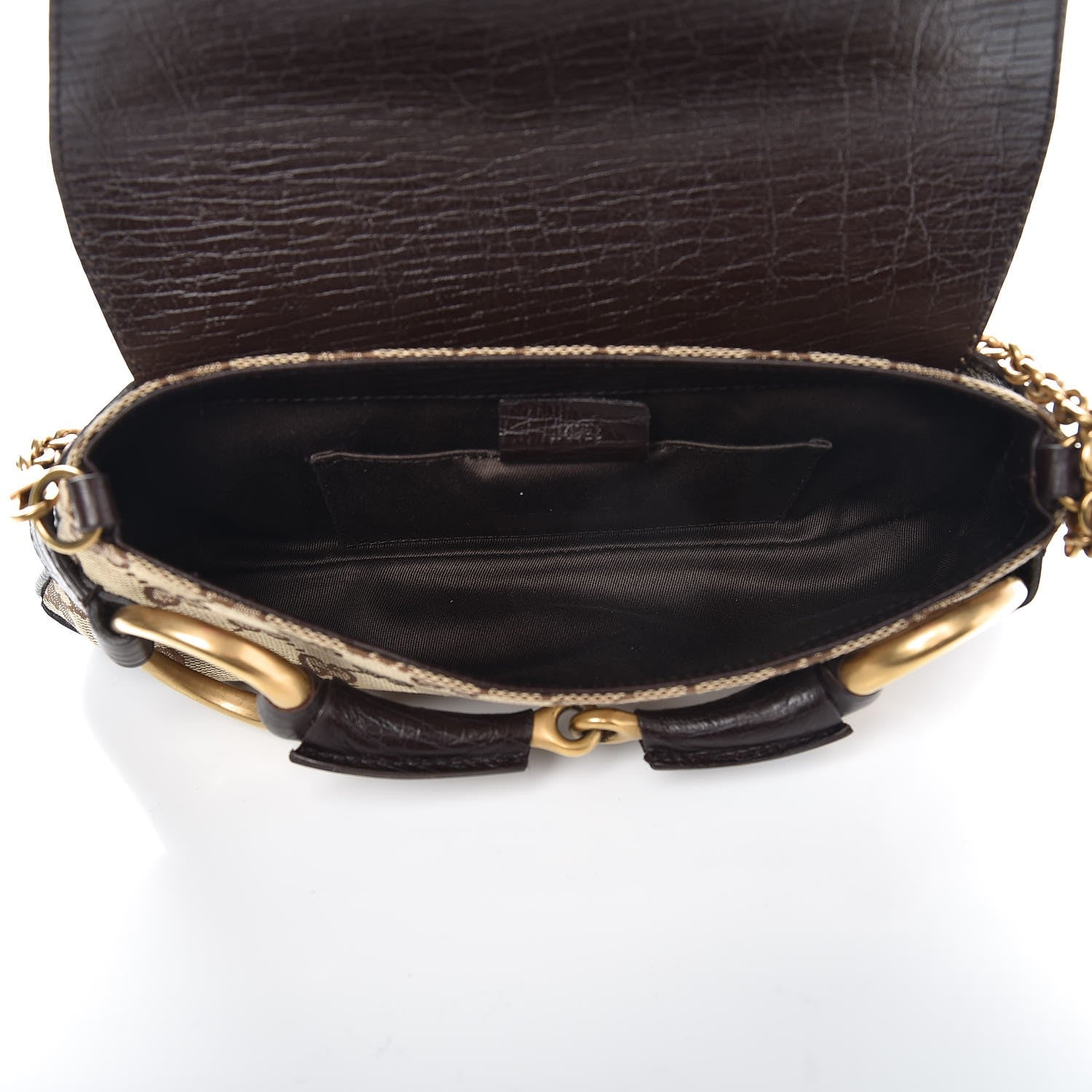 Gucci Monogram Horsebit Clutch Dark Brown 7 of 7