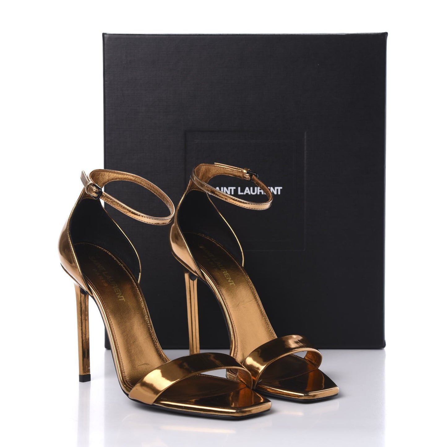 Metallic Lambskin Amber 105 Ankle Strap Sandals 38 Egypt Gold