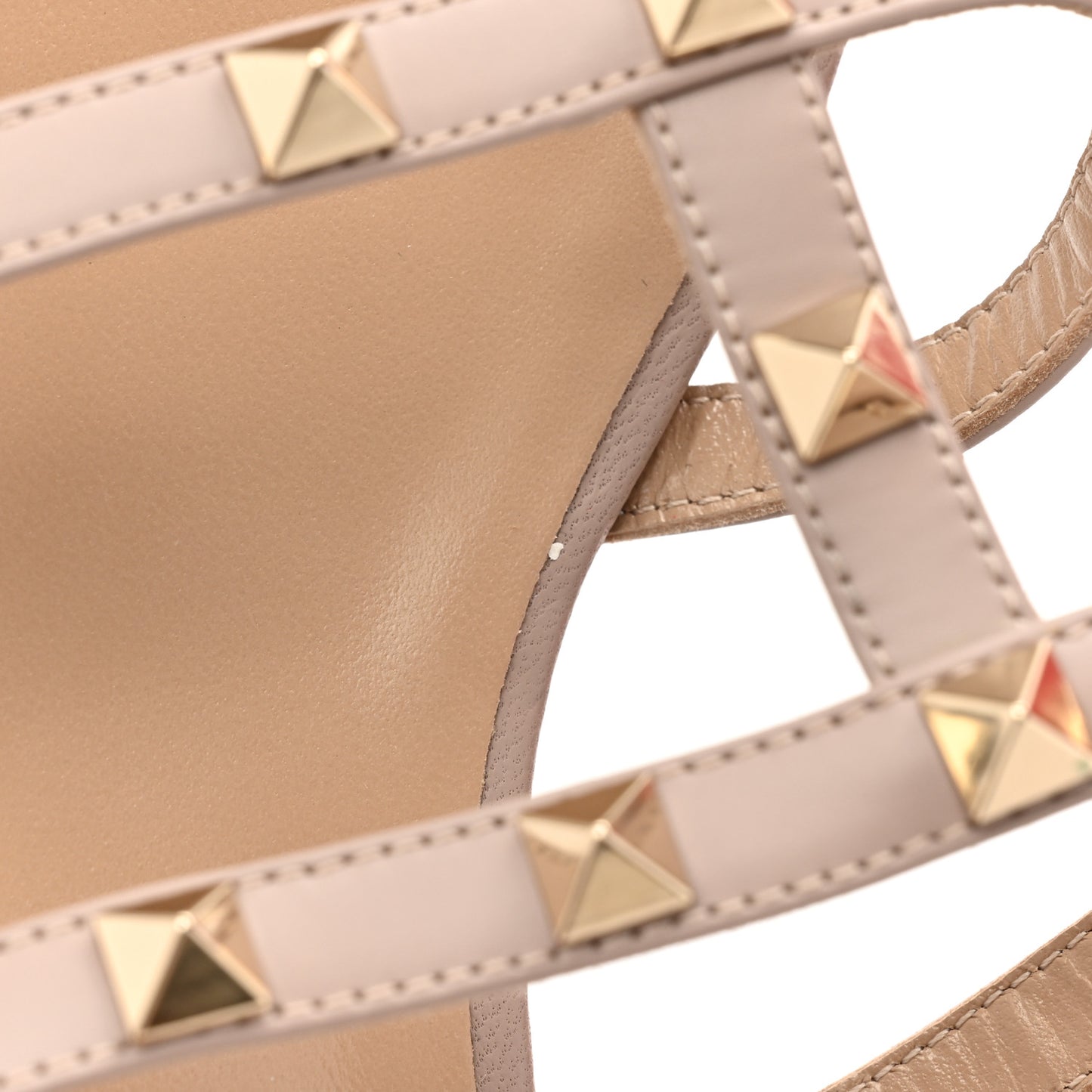 Nappa Rockstud Caged Flat Slide Sandals 41 Poudre