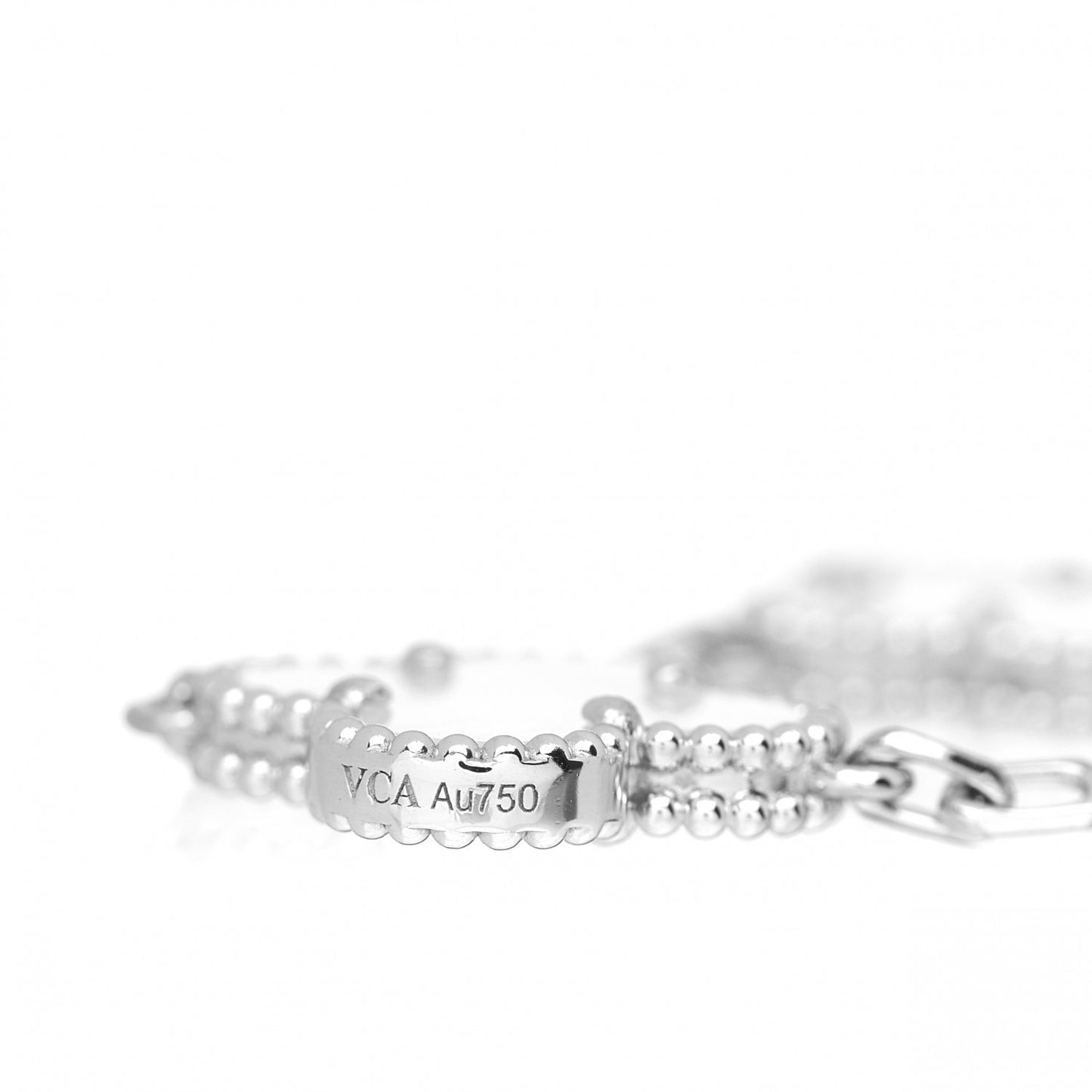 18K White Gold Mother of Pearl 5 Motifs Vintage Alhambra Bracelet