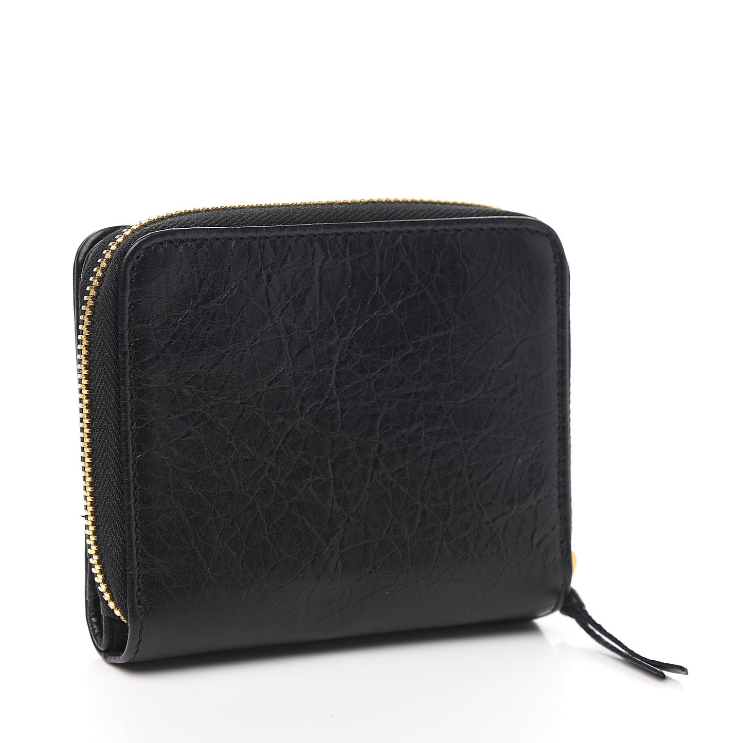 Agneau Classic Gold Hardware Compact Wallet Black
