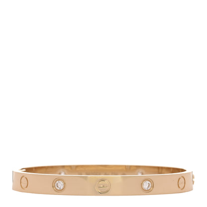 Cartier 18K Yellow Gold 4 Diamond LOVE Bracelet 16 1 of 9