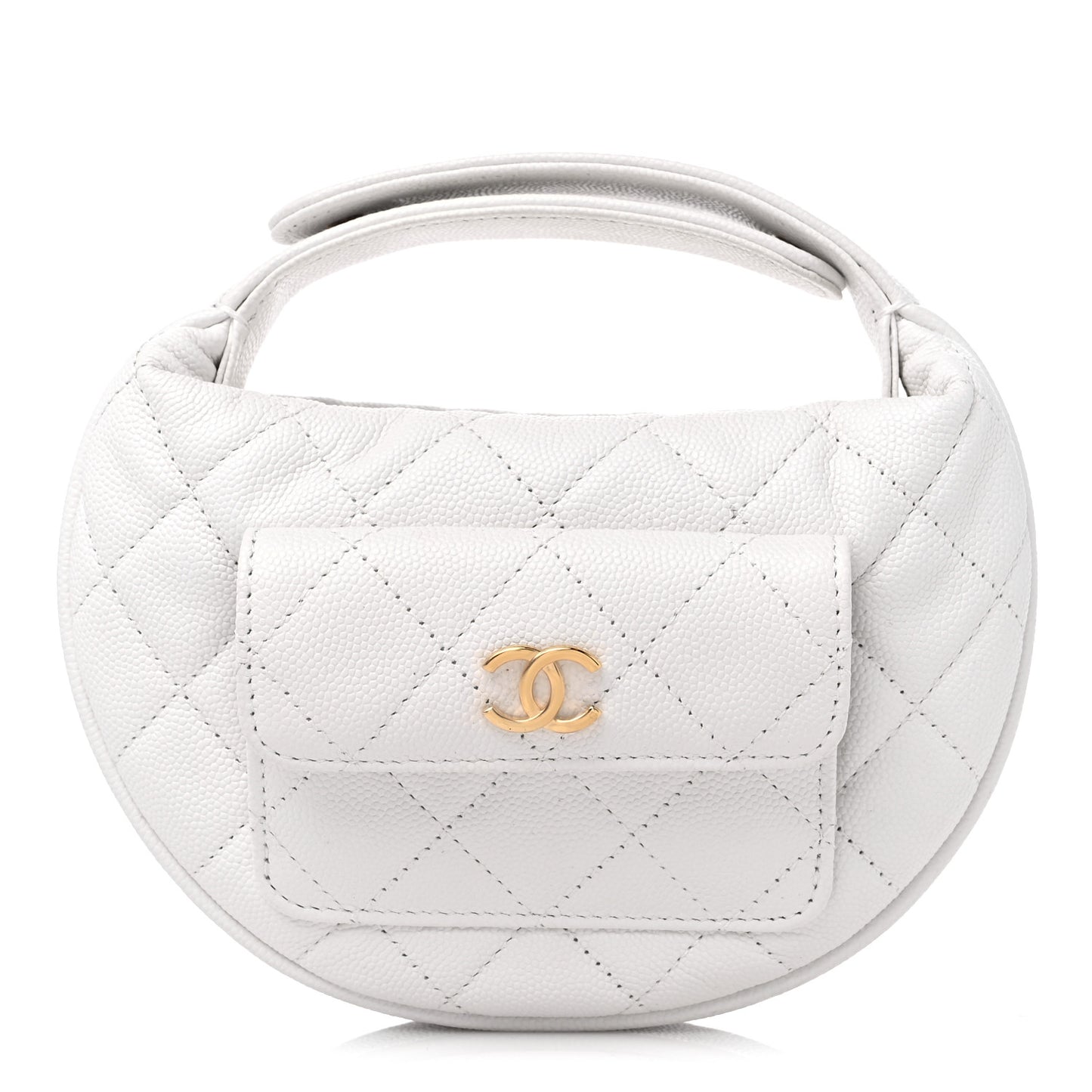 Caviar Quilted Polly Pocket Pouch Hobo White