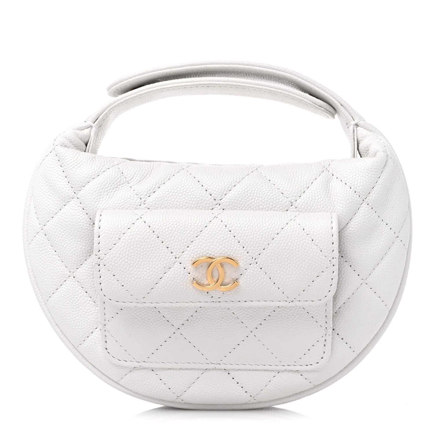 Chanel Caviar Quilted Polly Pocket Pouch Hobo White 1 of 9
