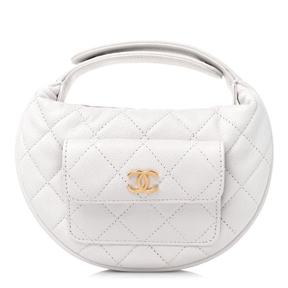 Chanel Caviar Quilted Polly Pocket Pouch Hobo White 1 of 9